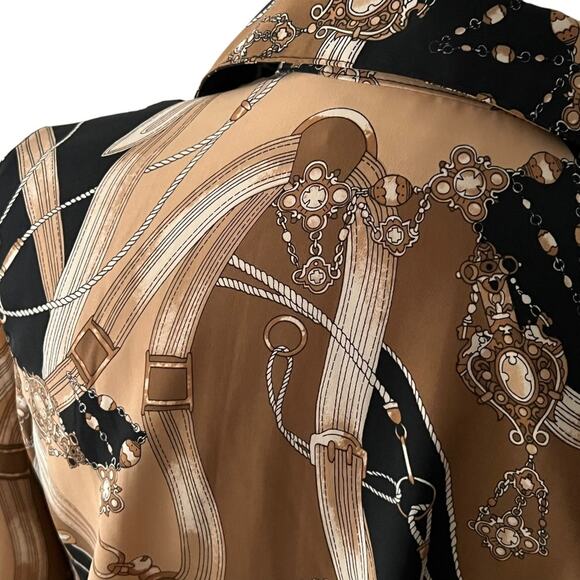 Vintage Medium Set Petite Skirt Top MP Pleated Classic Equestrian Chain Print - Picture 6 of 16